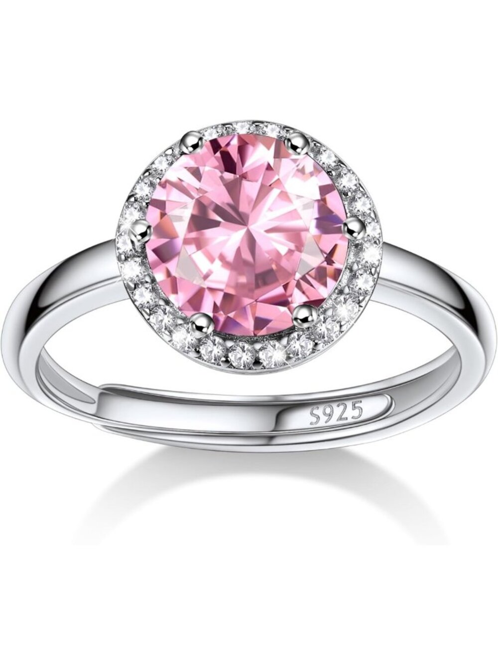 925 Sterling Silver Birthstone Rings for Women - Adjustable Crystal Solitaire